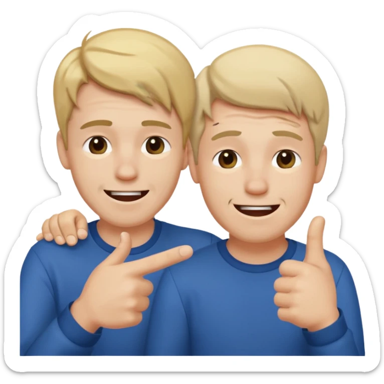 2 homme, l'un est triste et l'autre le pointe du doigt en rigolant sticker