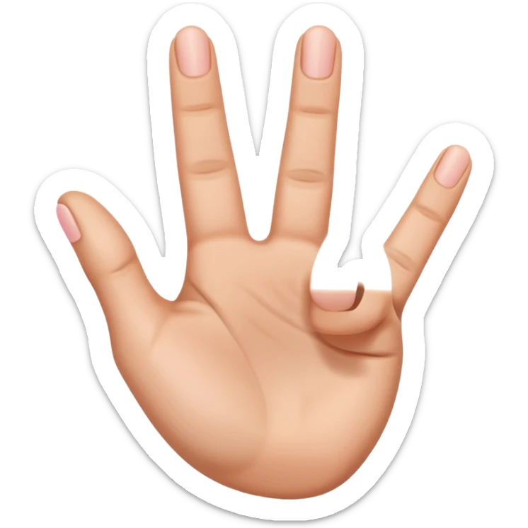 one hand emoji with 3 fingers in the middle up, and the thumb and little finger down, showing that 3 fingers are up sticker