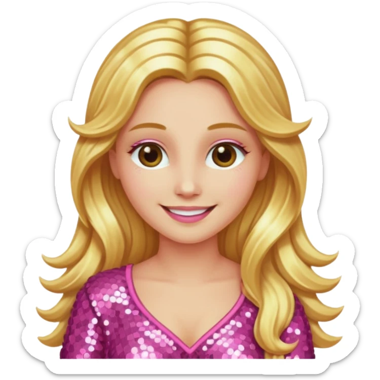 Venus, Goddess of Love from Gods and Goddesses with long golden blonde hair, pink sequin outfit sticker