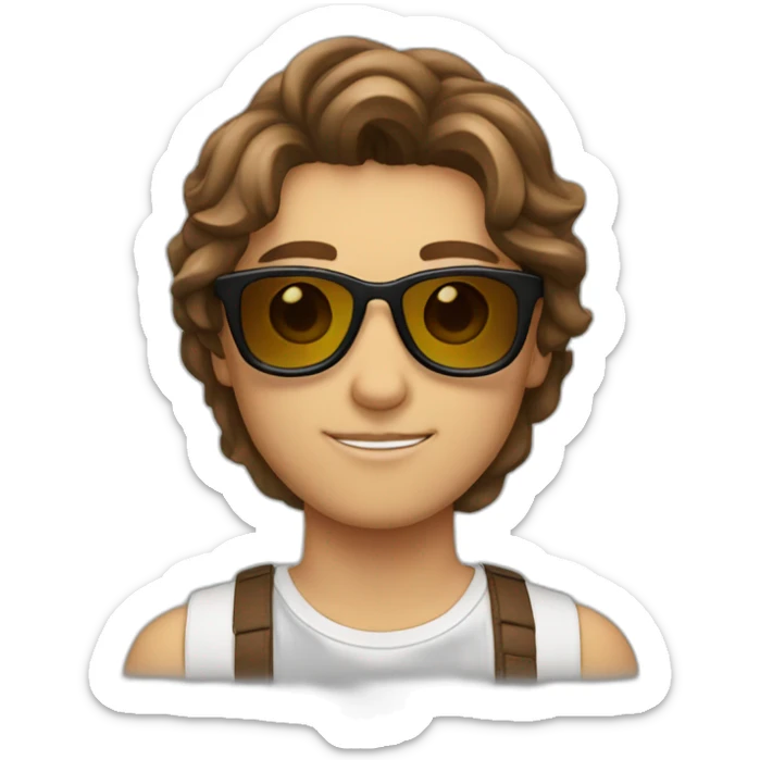 teenager-parting in the middle-brown haired-brown eyed-sunglasses-cool sticker
