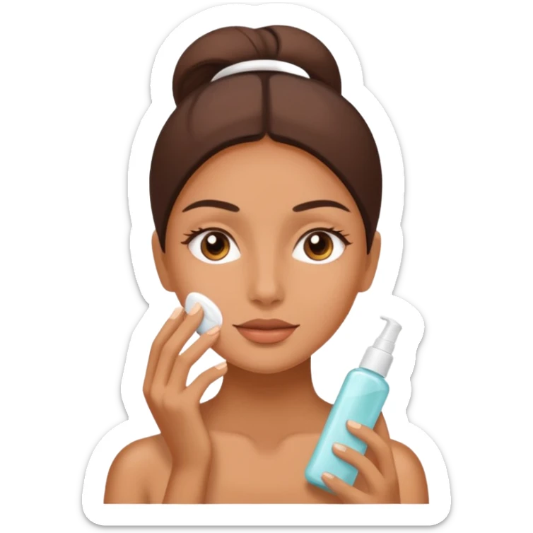 Perempuan lagi skincare (tapi yang lebih ketutup) fokus di muka sticker