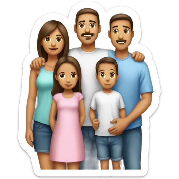 Familia de 5 personas papá  mamá  niña de 6 años niña de 15 años y bebe de 2 mese sticker