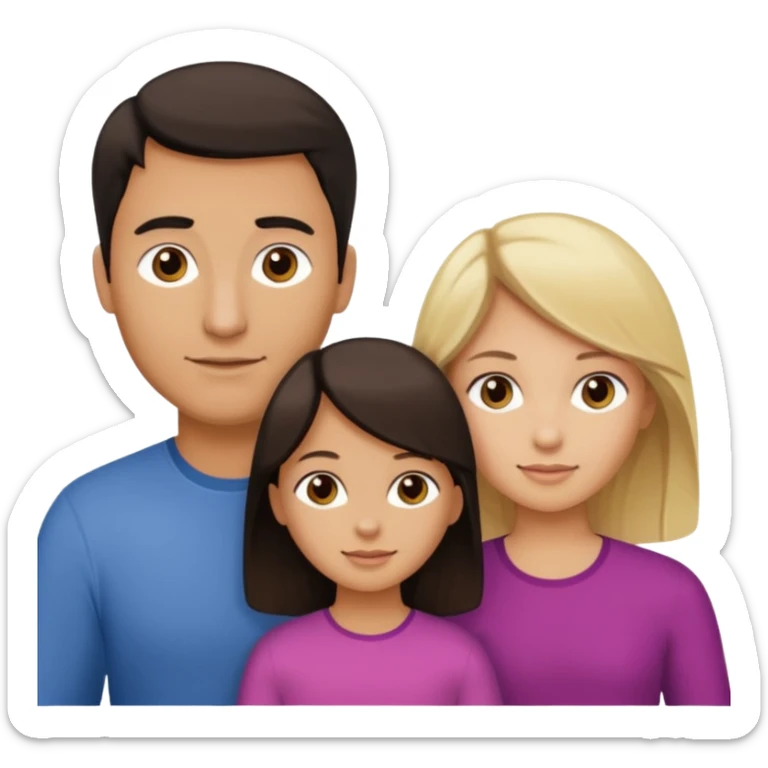Familia de 4 personas : Hombre pelo oscuro, Mujer pelo cafe, hija 1 pelo mono , hija 2 pelo oscuro. sticker