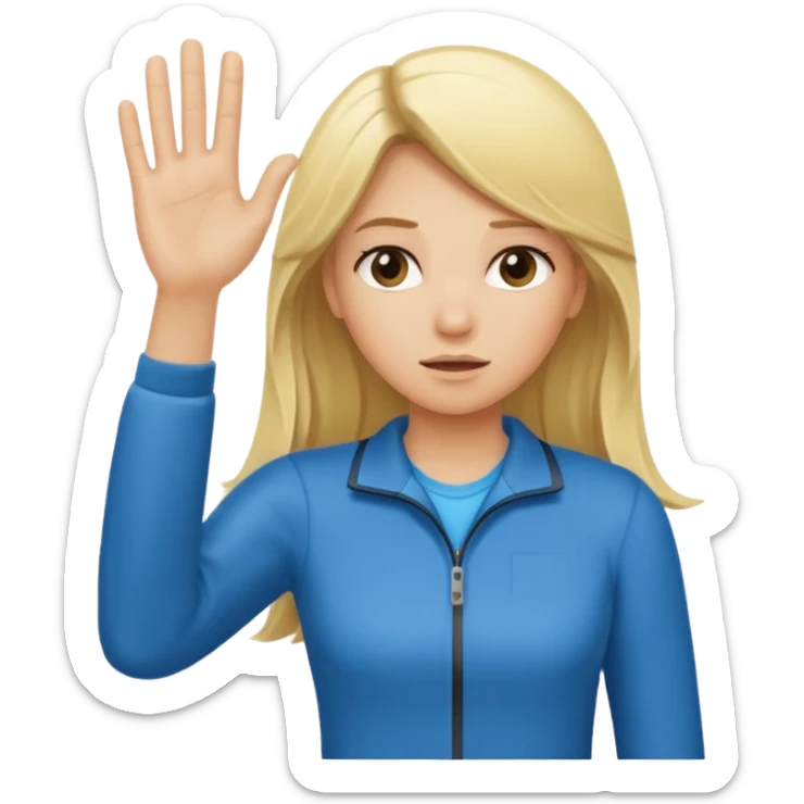 blonde cartoon girl long hair sports coach signaling time out sticker