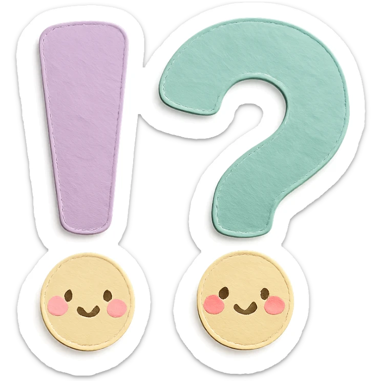 soft pastel kawaii exclamation and question mark icons together sticker