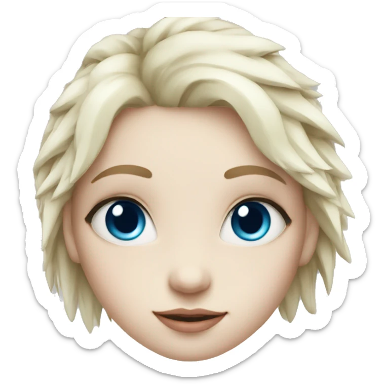 Little girl with blue eyes and pale skin and blue hair and spiky eyelashes sticker