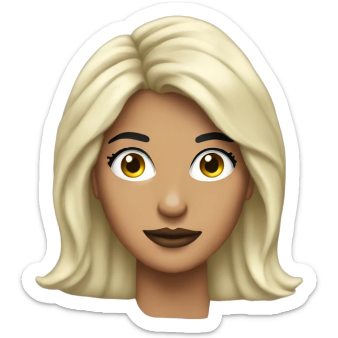 Tanned woman with black hair dressed in 1980s rock hair, makeup, and neon attire  sticker