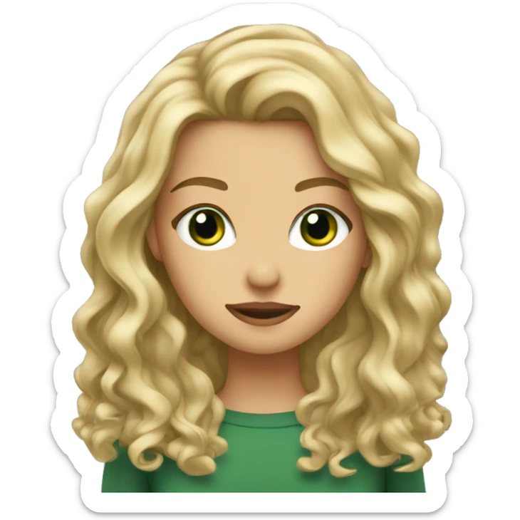 Dirty blonde girl hair with wavy tall hair and green eyes  sticker