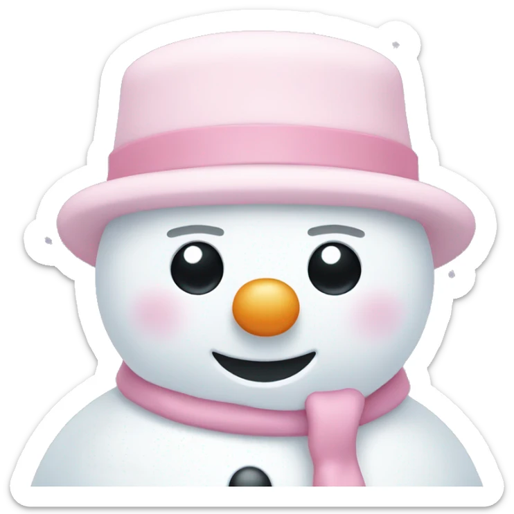 Cute white and light pink snowman sticker