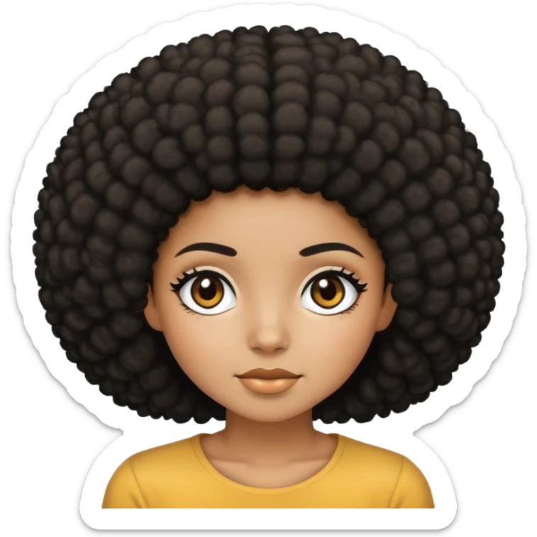 girl with afro black hair and black eyes and brown skintone sticker