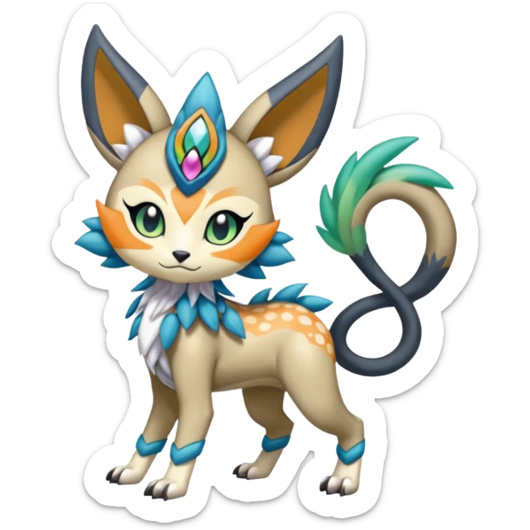 Colorful Exotic Randomly-colored Cartoon Anime Meloetta-WereGarurumon-Trico-Pokémon-Fakémon-fusion-hybrid-creature sticker