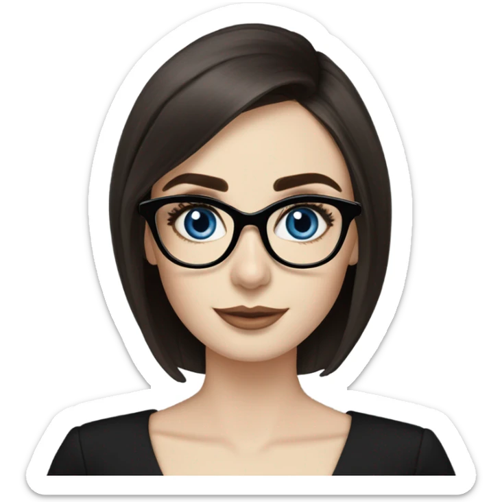 Lily collins blue eyes wearing glasses in a business meeting black dress sticker