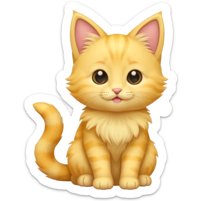 A cute cartoon yellow kitten sitting and wagging its tail and animated and mover. sticker