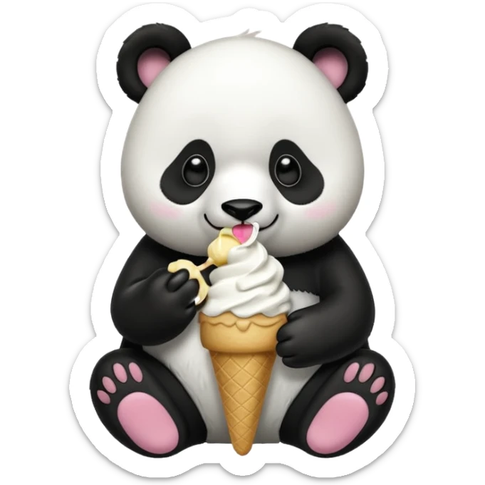 Panda eating ice cream sticker