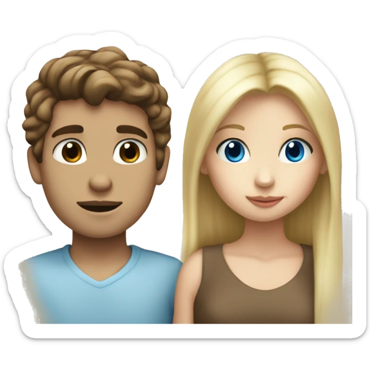 Brown hair boy kissing blonde hair blue eye girl  sticker