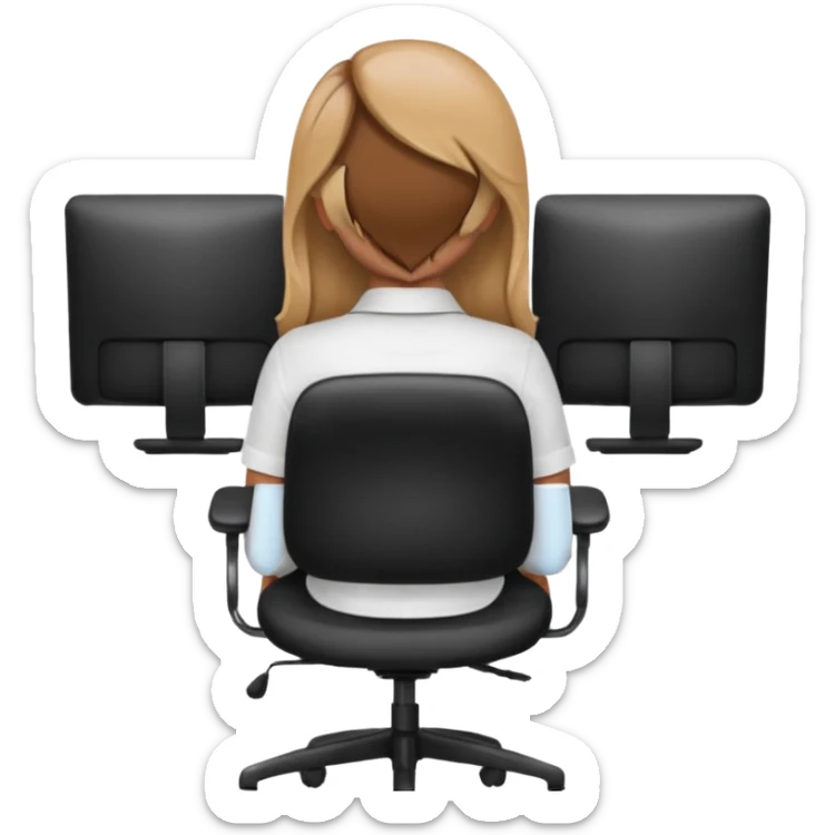 Woman from the Back of head sitting on an office chair sticker