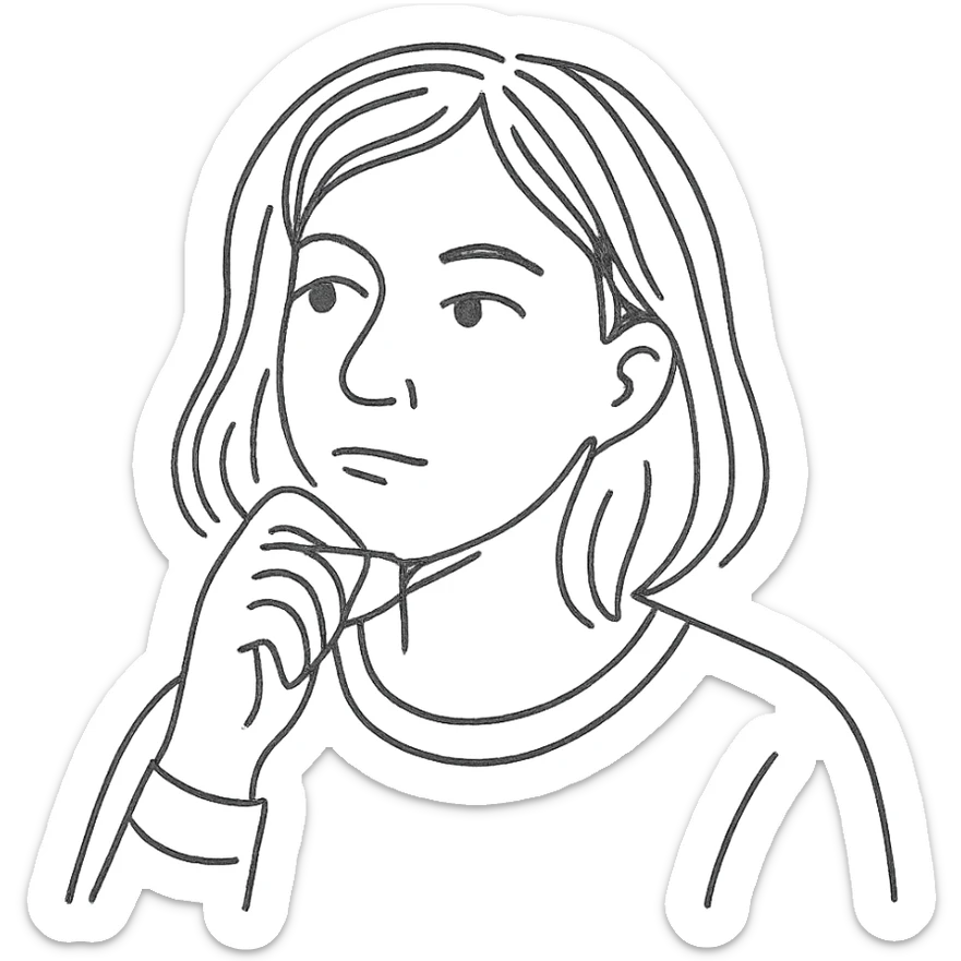 hand-drawn sketch style portrait of a person named Lenka Gremlitova, thoughtful pose, minimal background sticker
