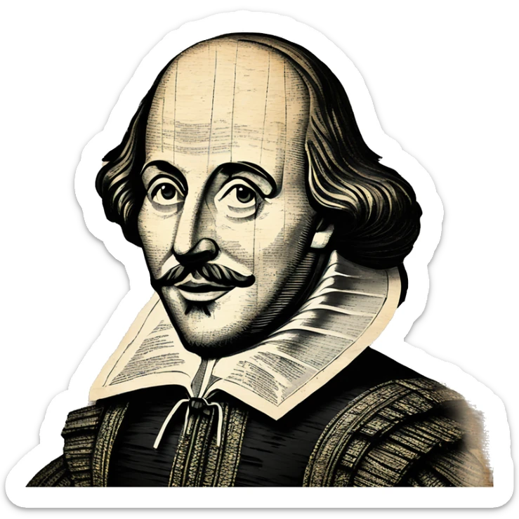 Shakespeare made of newspaper cuttings 420 roses flowers sticker
