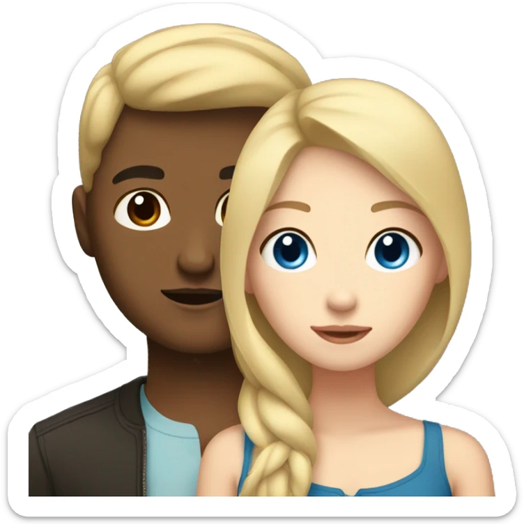 Blonde girl with blue eyes and Filipino man with black hair and light brown skin sticker