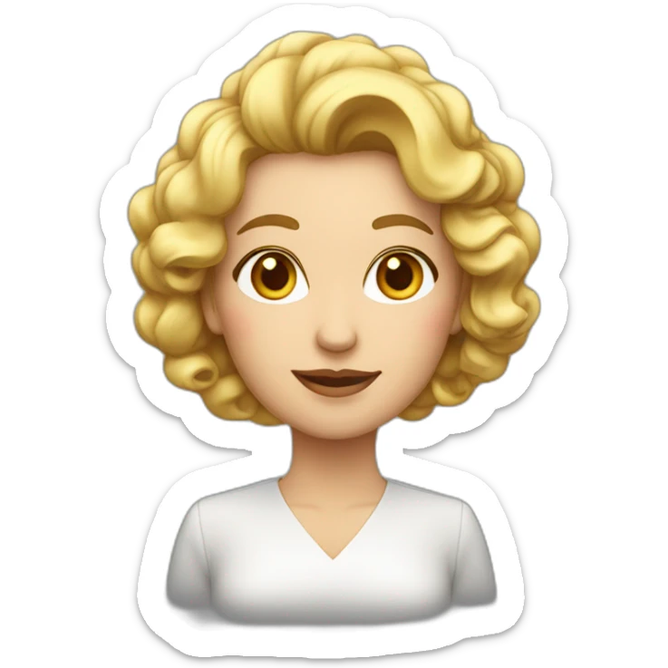 Mujer de 54 años elegante con  pelo muy muy corto rubio pensando sticker