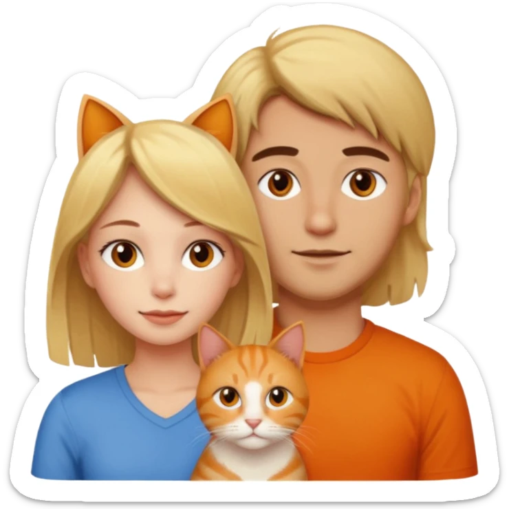 blond-hair-girl-and-brown-hair-man-and-orange-cat sticker