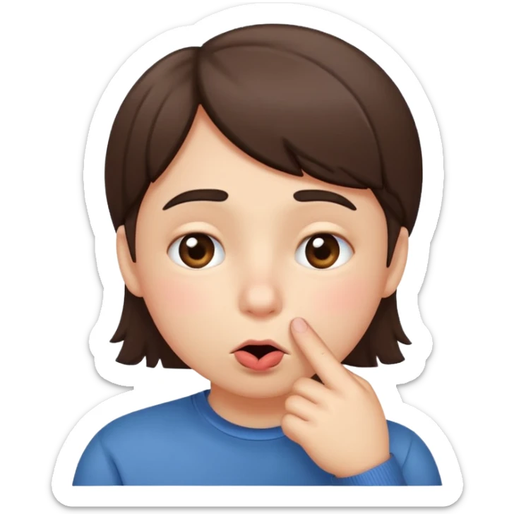Emoji gêné les joues rose avec un doigt dans la bouche et les yeux qui regarde sur le côté iOS  sticker