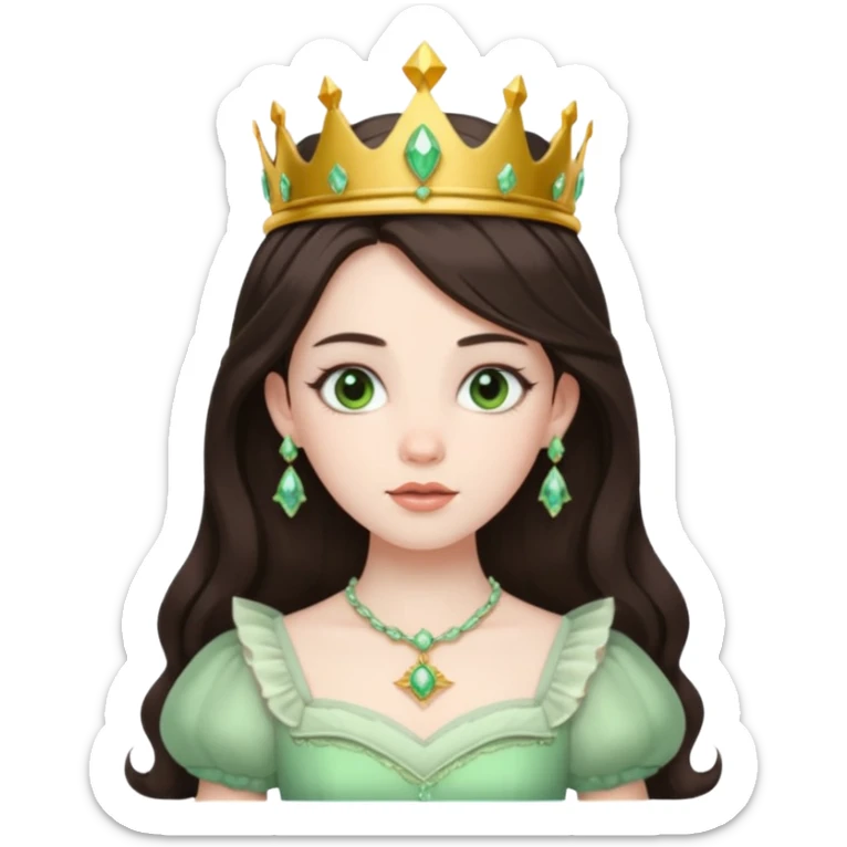 Princess Ozma from The Land of Oz with long dark brown hair, pale green outfit sticker