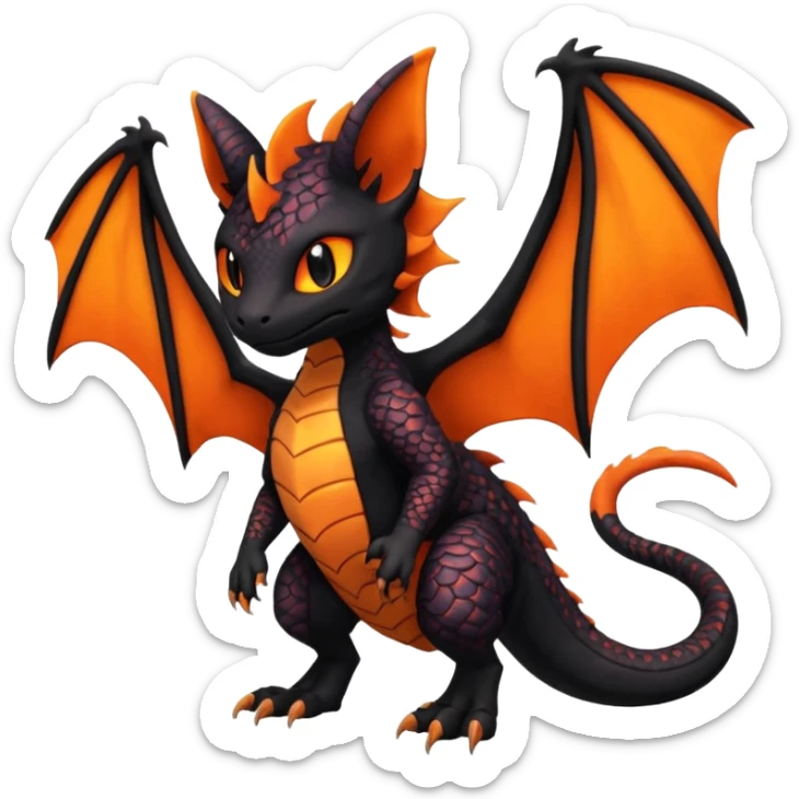 Magmatic scaley furry Salandit-Noibat-Litten-Hybrid (Full body) sticker