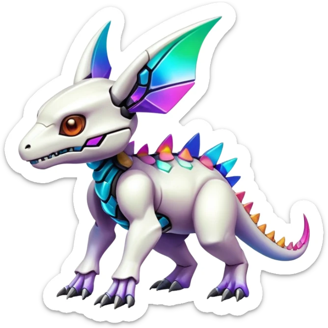  exotic colorful futuristic modern cyber-Cubone-Fakémon-Digimon-Trico-Vernid-creature sticker