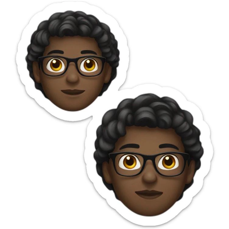 A 17-year-old boy wearing black glasses, with dark skin and elegant hair sticker