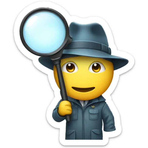 a man in a detective suit, in a raincoat, with a hat and a magnifying glass in his hands. White skin sticker