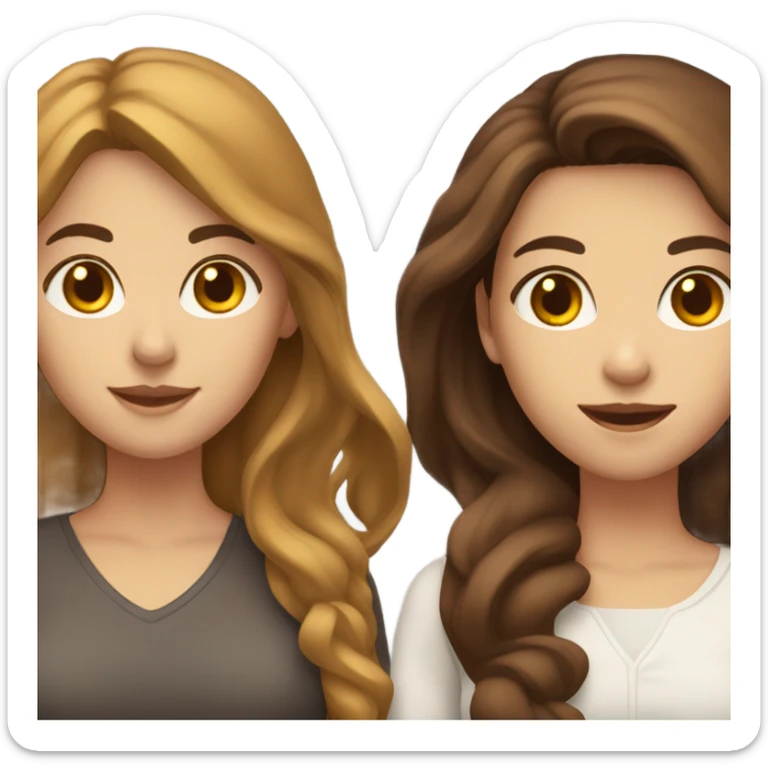 2 white females with brown hair and one brown female with brown hair together sticker