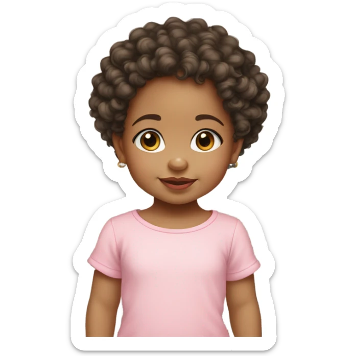 Beautiful baby toddler girl mixed race light skin curly hair wearing designer toddler clothes sticker