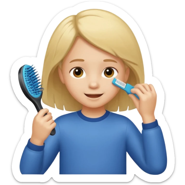 child combing their hair, happy and tidy pictures to keep you busy with school activities in a way that’s more fun and fun to watch and enjoy while 10 years  sticker