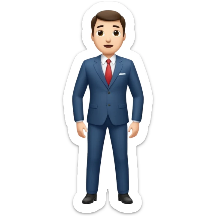 Excited pursed lip full body man emoji with an enormous waist twice the size of the rest of their body sticker