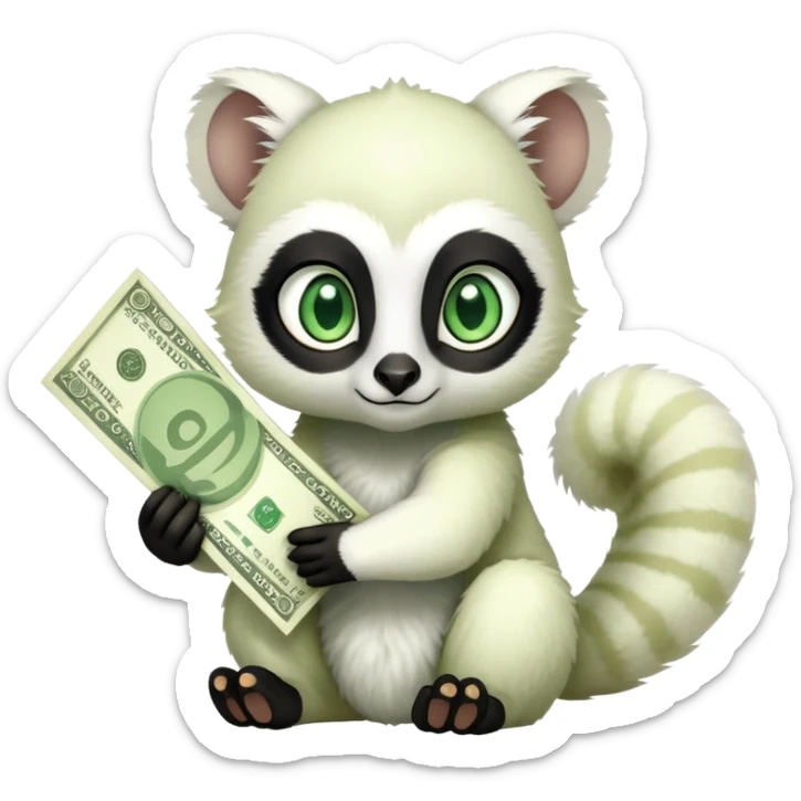 momo White lemur with long ears and big green eyes from avatar the last airbender with money  sticker
