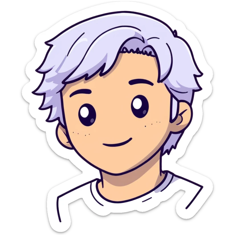 Carlos from Descendants, son of Cruella de Vil, white and black hair, freckles sticker