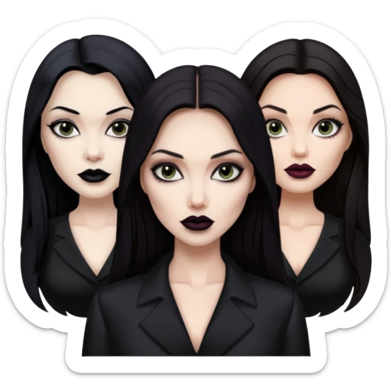 “Emoji girl, femme fatale, tomie vibes, morticia adams vibes, anglina jolie, and megan fox sticker