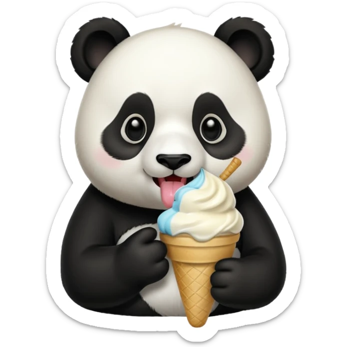 Panda eating ice cream sticker