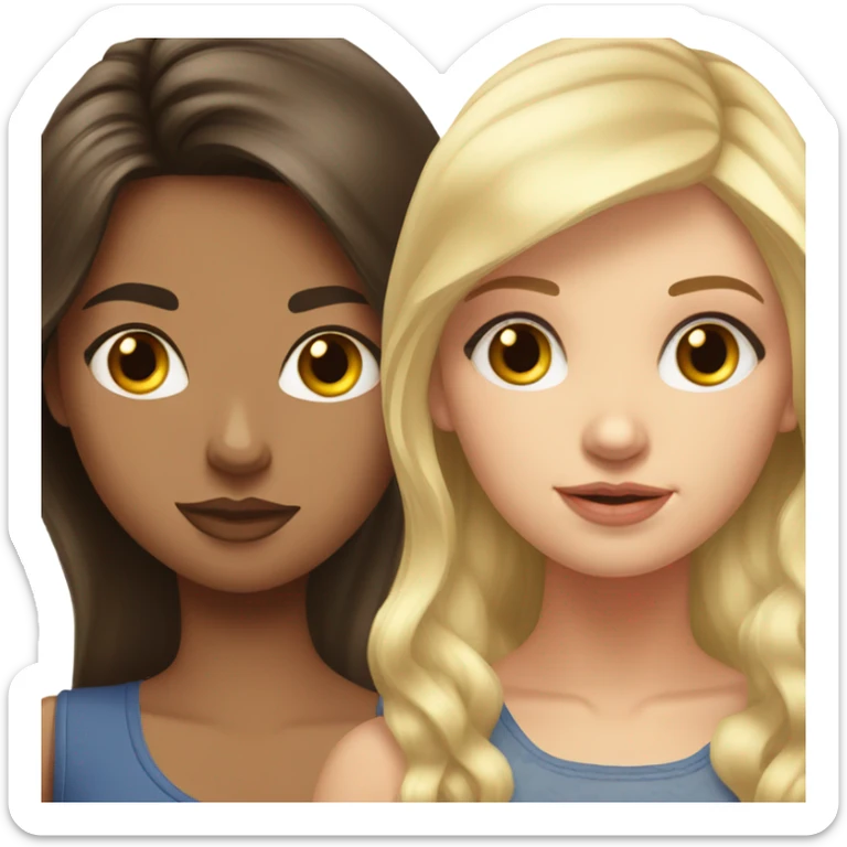 Realistic Russian Brunette hair girl and her Russian blonde haired bestie  sticker