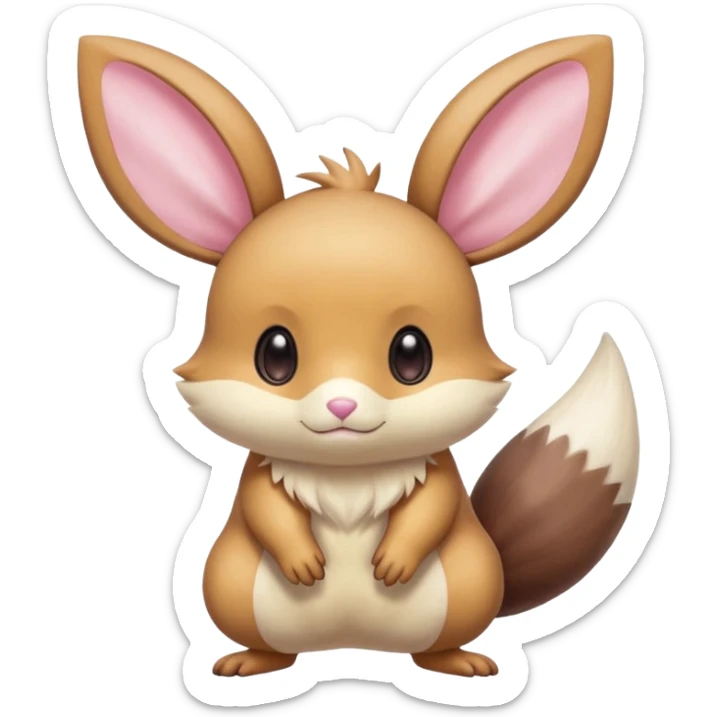 Kawaii Shiny Colorful Pastel Dedenne-Minccino-Furret-Eevee-fusion Full Body sticker