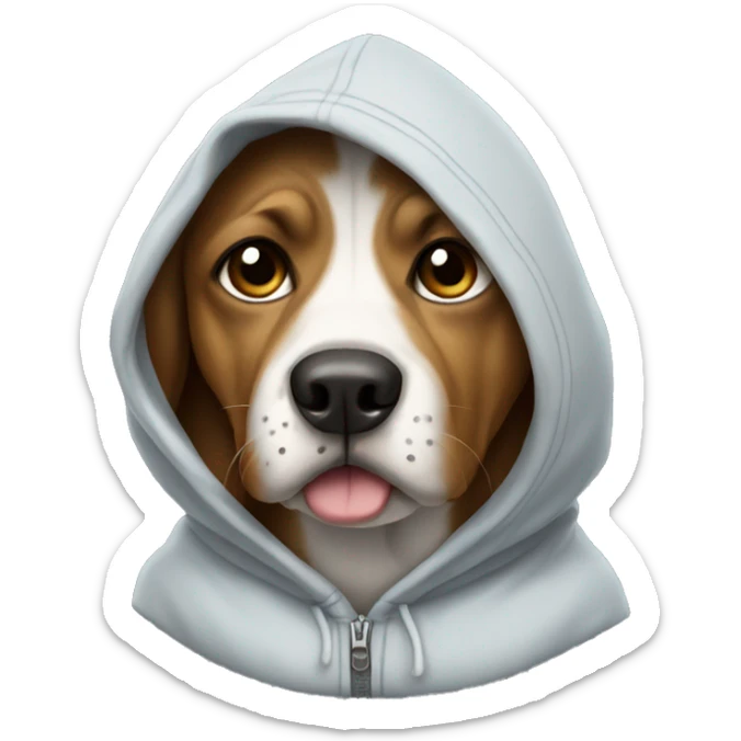 Dog wearing hoodie sticker