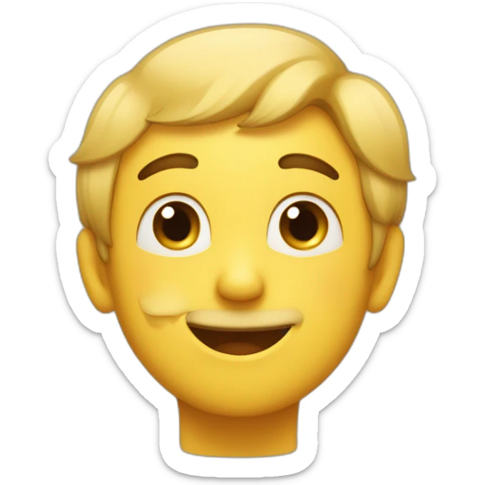 An emoji with tears of joy in his eyes and his hand under his chin sticker