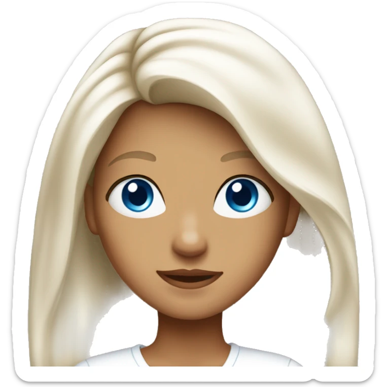 Tanned girl with long golden hair and blue eyes in white clothes sticker