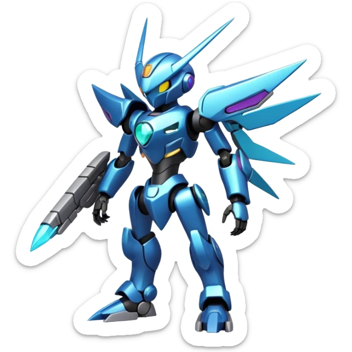 Shiny Futuristic Cool Edgy Badass Fakemon-Pokemon-Digimon-Spectrobes-Medabot-fusion, full body sticker