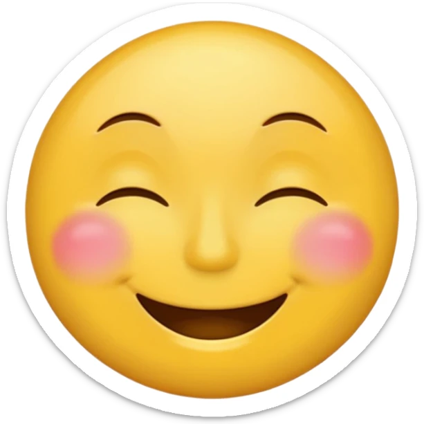 Round face emoji sticker  😁- radiant and big smiley face with smiling closed eyes sticker