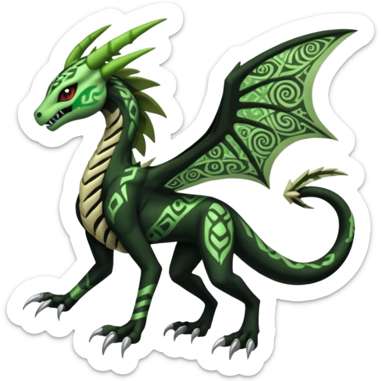 Meloetta-Venom-Scyther-Zekrom-Salandit-fusion, full body, tribal markings, full body sticker