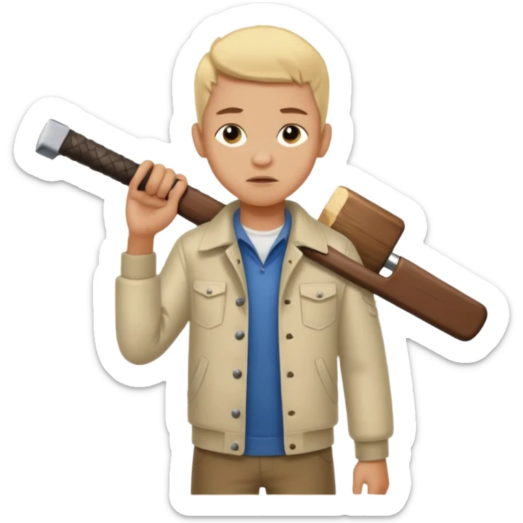 13 y/o Brian robeson at the beginning of Hatchet
struggling with his parents' recent divorce and harboring . He is angry, self-pitying
He is carrying a hatchet
He is on a single-engine plane with a pilot who soon suffers a heart attack, leaving Brian to navigate the crash and his new, harsh reality. sticker