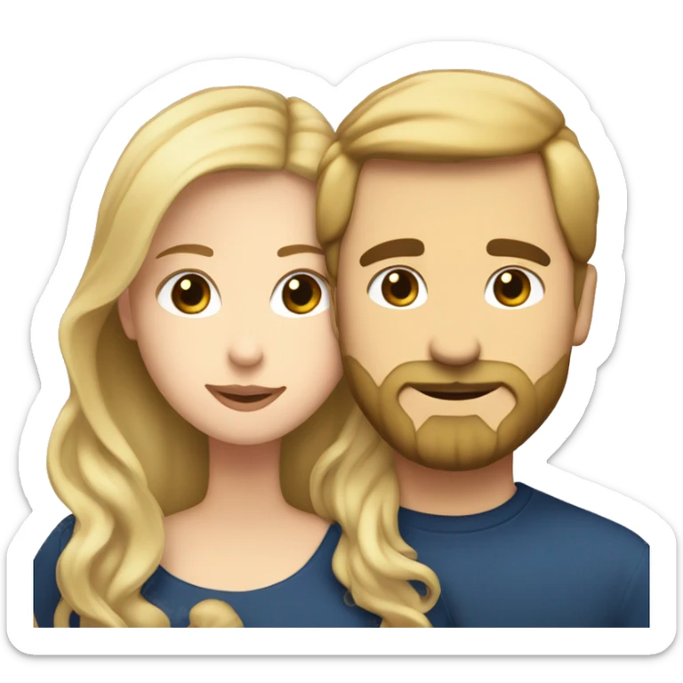 a white girl who has black-blonde hair kissing a white guy with anchor beard and an edgar cut  sticker