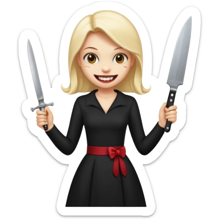 a girl classic smiley with a nife on the bach and vampire theet sticker